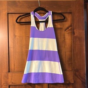 Lululemon Athletica Purple and White Striped Tank Top